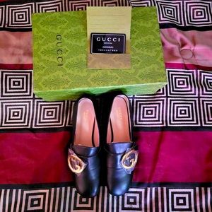 Lightly Worn Gucci Blondie women's mid-heel pump in black leather | GUCCI® US